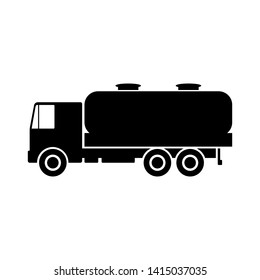 Black truck with tank. Side view. Vector drawing. Isolated object on white background. Isolate.