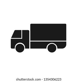 Black truck. Vector drawing. Side view. Isolated object on white background. Isolate.