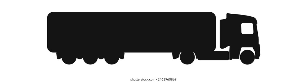 Black truck vector icon. Cargo transportation logo. Delivery by car vector. Transport for delivery icon. Fast delivery car. Black car, truck vector. Vector illustration.