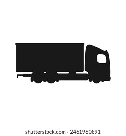 Icono de Vector de camión negro. Logo de transporte de carga. Entrega en Vector de coche. Icono de Transporte para entrega. Coche de entrega rápida. Coche negro, Vector de camión. Ilustración vectorial.