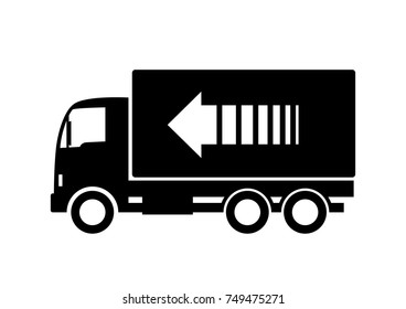 Black truck vector icon on white background