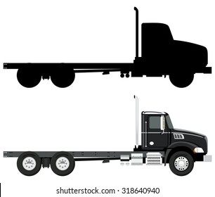 Black truck without a trailer on a white background