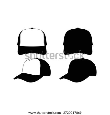 Black trucker hat vector flat illustration design.