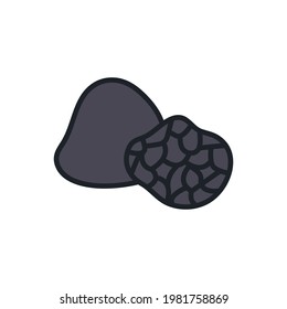 Black truffle icon. Vector isolated linear color icon contour shape outline. Thin line. Modern glyph design. Mushrooms. Food ingredients.