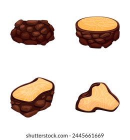 Black truffle icons set cartoon vector. Delicacy mushroom truffle. Rare and expensive vegetable