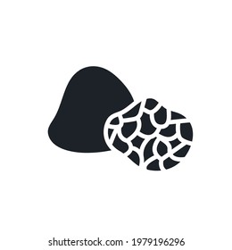 Black truffle silhouette. Black isolated silhouettes. Fill solid icon. Modern glyph design. Vector illustration. Mushrooms. Food ingredients.