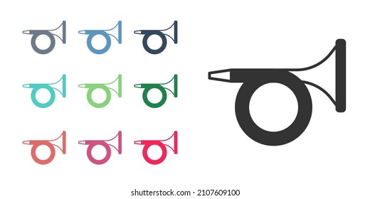 Black Trumpet icon isolated on white background. Musical instrument. Set icons colorful. Vector