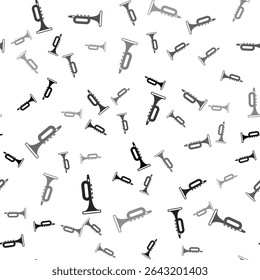 Black Trumpet icon isolated seamless pattern on white background. Musical instrument.  Vector