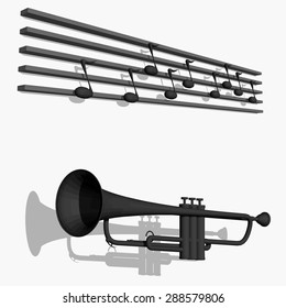 Black trumpet with notes