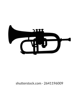 Black trumpet silhouette in flat vector style