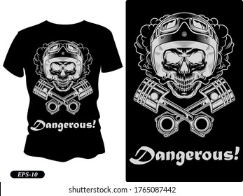 Black t-shirt for dangerous rider or skull.