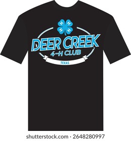 Black t-shirt design for deer creek 4-H Club, black and sky blue design t-shirt for men,