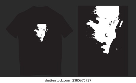 Black t-shirt design with face print. design ready for print. Vector illustration for greeting cards, posters, or prints on clothes. vector illustration. CMYK.