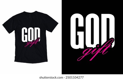 Black t-shirt design god gift