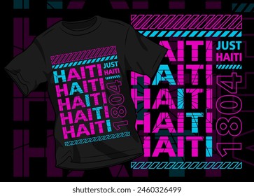 SCHWARZES T-SHIRT DESIGN GROSSE SCHRIFTART TAHUN 1804 UNABHÄNGIGKEIT VOM STAAT HAITI