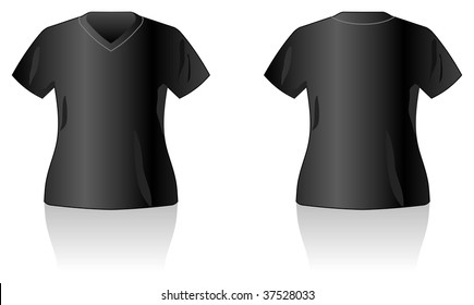 Black T-shirt design template (front & back)