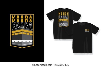 Black t-shirt design with text and streetwear style kaaba illustration