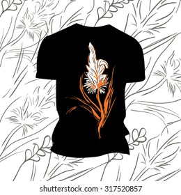 Black T-shirt with flower print