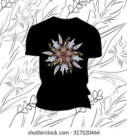 Black T-shirt with flowers