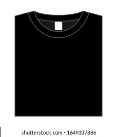 Black T-Shirt Folded on White Background, Vector File