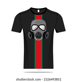 Black T-shirt with Gas Mask Illustration Vector