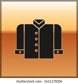 Black T-shirt icon isolated on gold background.  Vector Illustration