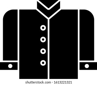 Black T-shirt icon isolated on white background.  Vector Illustration