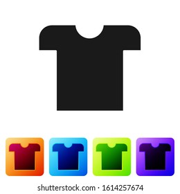 Black T-shirt icon isolated on white background. Set icons in color square buttons. Vector Illustration