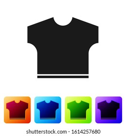 Black T-shirt icon isolated on white background. Set icons in color square buttons. Vector Illustration