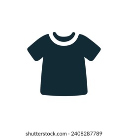 Black t-shirt icon on transparent background, simple clothing design, vector illustration.