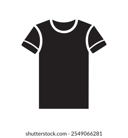 Camiseta preta ícone modelo de design vetorial. T-shirt mockup, design de t-shirt, t-shirt modelo isolado no fundo branco.
