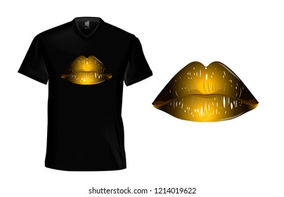 Black T-shirt with lips