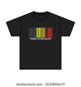Black t-shirt Made In Belgium with flag barcode