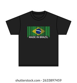 Black t-shirt Made In Brazil with flag barcode