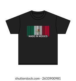 Black t-shirt Made In Mexico with flag barcode