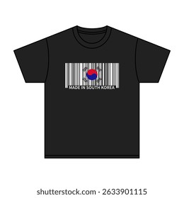 Black t-shirt Made In South Korea with flag barcode
