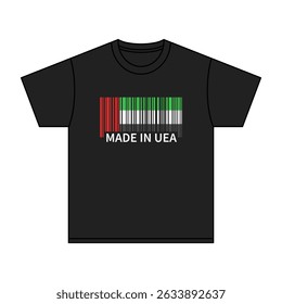 Camiseta negra Made In UEA con código de barras de la bandera