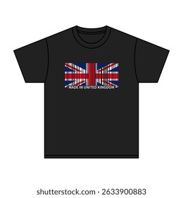 Black t-shirt Made In UK with flag barcode