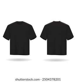 Black t-shirt mockup, front and back view