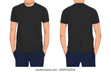 T-Shirt preto maquete visão frontal e traseira