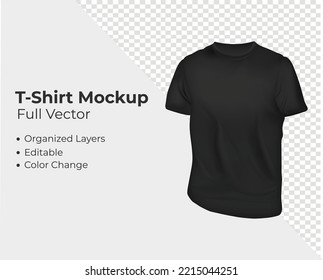 Black T-shirt Mockup full vector template with organized layers, editable and color change facilities for merchandise