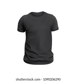 Black t-shirt on white background. Vector illustration.