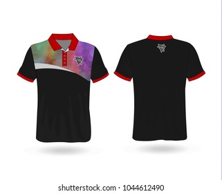 Black T-shirt Polo with polygonal stripe Template for design on white background. Vector illustration eps 10.