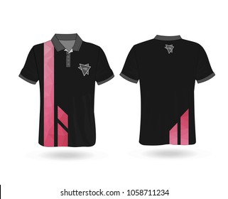 Black T-shirt Polo with polygonal stripe Template for design on white background. Vector illustration eps 10.