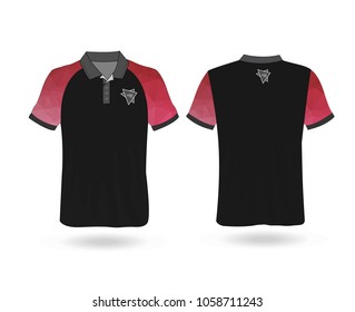 Black T-shirt Polo with polygonal stripe on Sleeve Template for design on white background. Vector illustration eps 10.