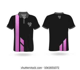 Black T-shirt Polo with polygonal stripe Template for design on white background. Vector illustration eps 10.