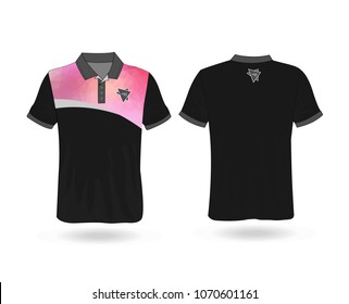 Black T-shirt Polo with polygonal stripe Template for design on white background. Vector illustration eps 10.