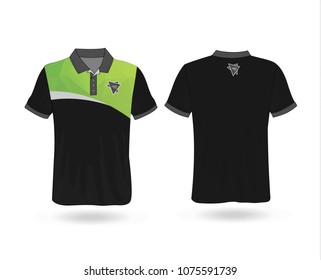 Black T-shirt Polo with polygonal stripe Template for design on white background. Vector illustration eps 10.