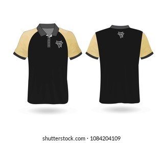 Black T-shirt Polo with polygonal stripe on Sleeve Template for design on white background. Vector illustration eps 10.