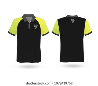 Black T-shirt with polygonal stripe on Sleeve Template for design on white background. Vector illustration eps 10.